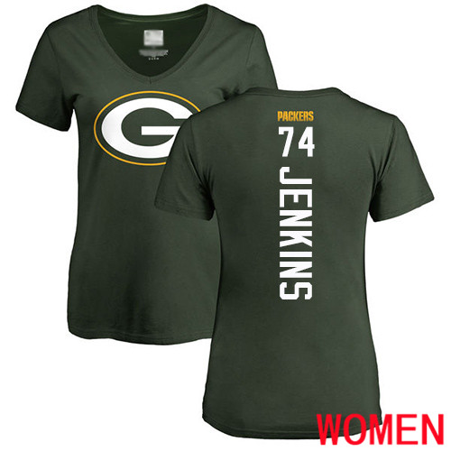 Green Bay Packers Green Women #74 Jenkins Elgton Backer Nike NFL T Shirt->nfl t-shirts->Sports Accessory